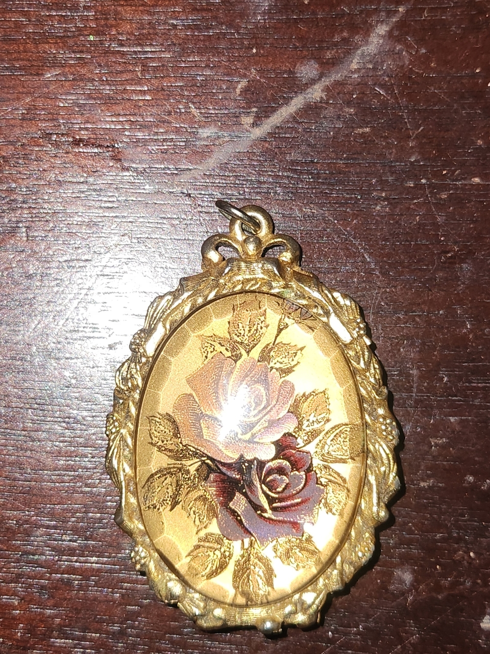 Max Factor Vintage Oval Hinged Cosmetic Compact with Floral Enamel Top